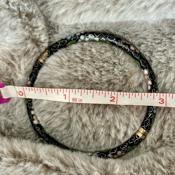 Vintage Cloisonné Enamel Hinged Bangle - Picture 5 of 5